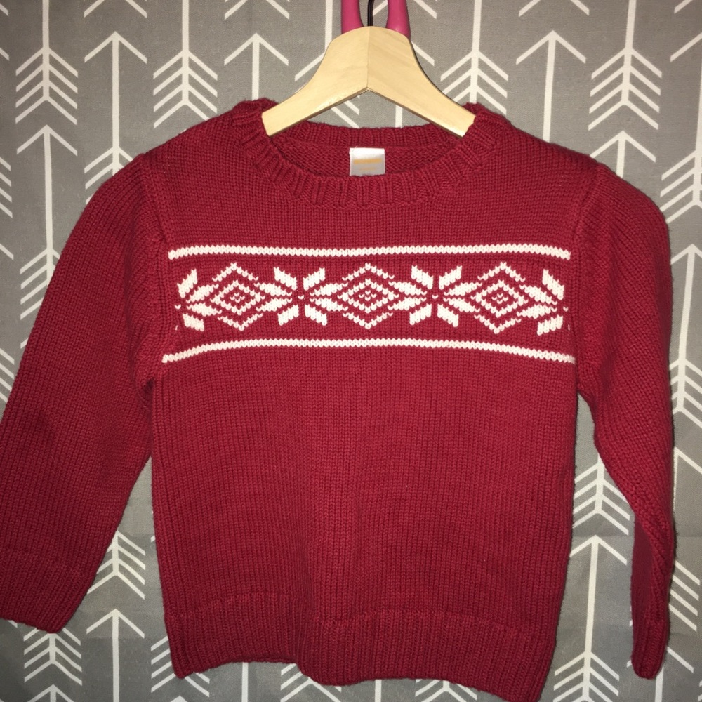 Gymboree red fair isle sweater, boys 3-4